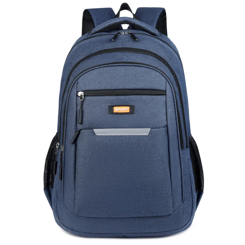 Grey casual Oxford cloth men's backpack with a breathable back panel