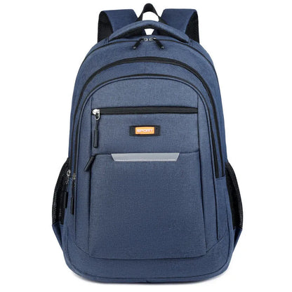 Grey casual Oxford cloth men's backpack with a breathable back panel