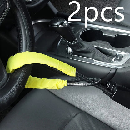 Car steering wheel lock with 33cm iron construction and copper lock core in red colour option