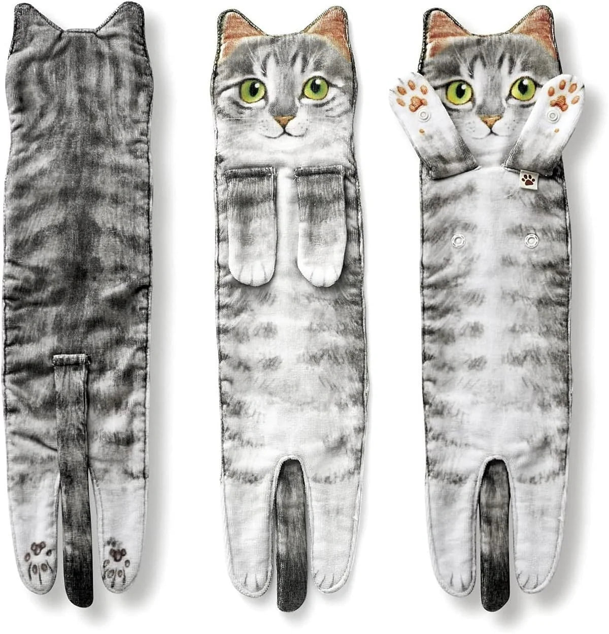 Playful cat-shaped hand towels for bathroom and kitchen use