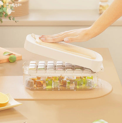 Versatile ice tray with convenient ice scoop for quick freezing, easy ice cube release, and organized storage