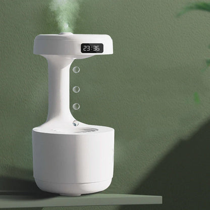 Anti-gravity humidifier with backflow water effects, ambient lighting, and sleek columnar design