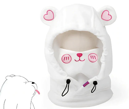 Brown Bear cartoon ski helmet head cover for winter sports protection with elastic band