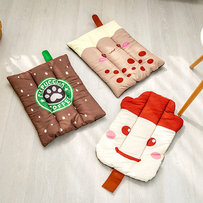 Ice Silk Pet Cooling Mat in various summer fruit designs, perfect for keeping your pet cool and comfortable during the summer.