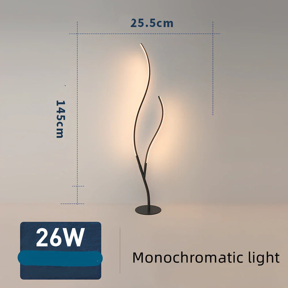 Fashion Twig artistic floor lamp with extended horizontal arm and modern aluminium design