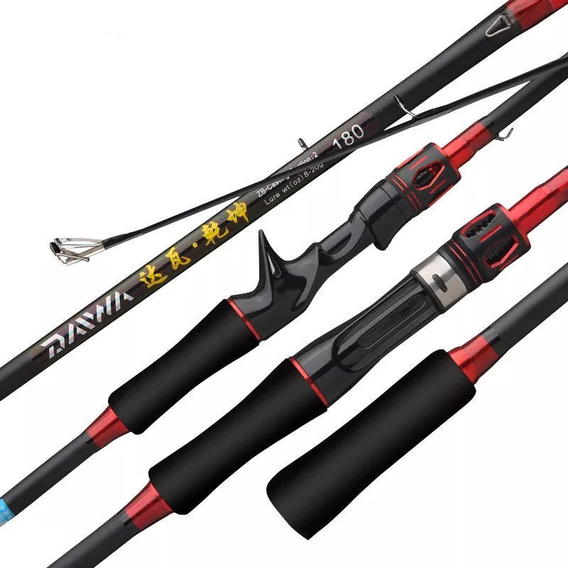 Carbon Luya Long-range Fishing Rod in red and blue colors for sea and freshwater fishing