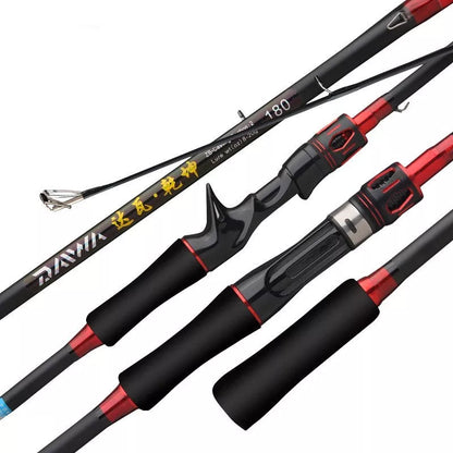 Carbon Luya Long-range Fishing Rod in red and blue colors for sea and freshwater fishing