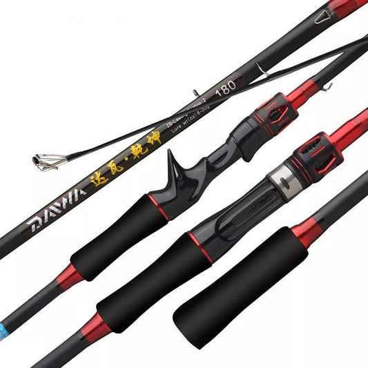 Carbon Luya Long-range Fishing Rod in red and blue colors for sea and freshwater fishing