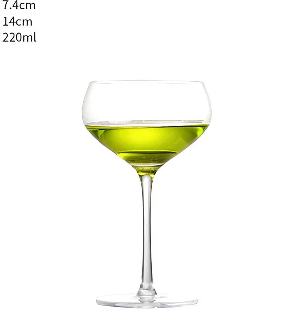 Creative transparent lead-free glass cup with seamless flat base for cocktails, 210ml capacity