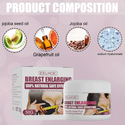 White breast firming cream in 5x4.2cm container with 50g net content for lifting treatment