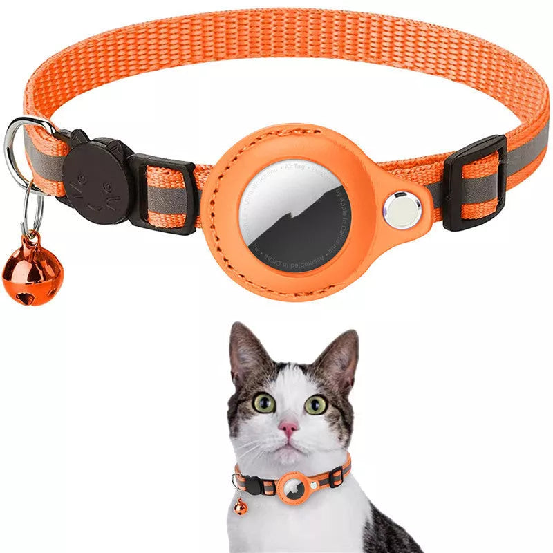 Waterproof reflective nylon collar holder for AirTag, available in multiple colors