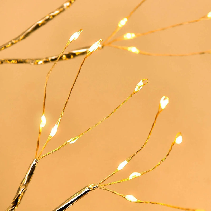 LED Tree Shape String Light 50cm Copper Wire Lamp 108 Warm White LEDs Battery Box and USB Powered IP44 Indoor Party Wedding Holiday Decoration