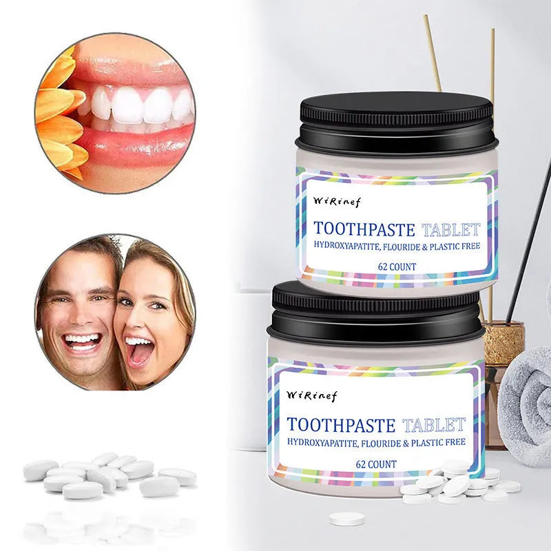 62 solid toothpaste tablets in a container for portable oral hygiene, mint flavour, TP19 variant