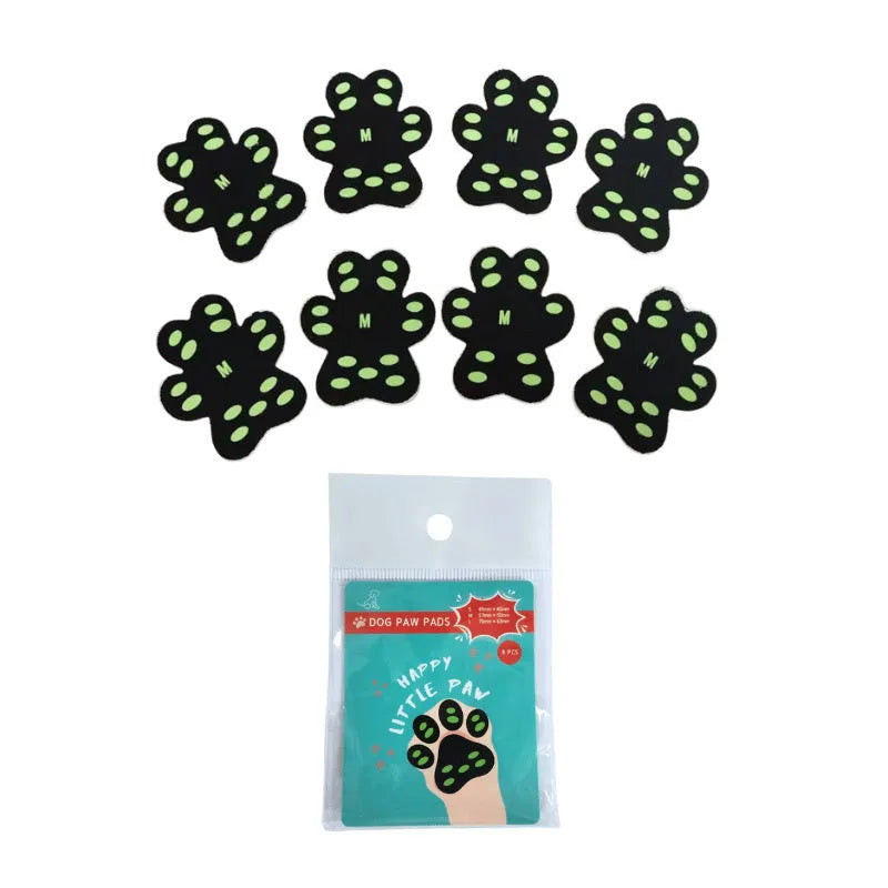 Pack of eight breathable silicone cloth claw protection footstickers for dogs, in S or M size.