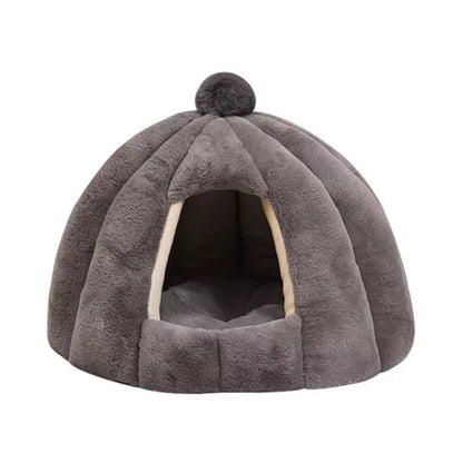 Pumpkin bag cat litter kennel in plush material, foldable design for easy storage