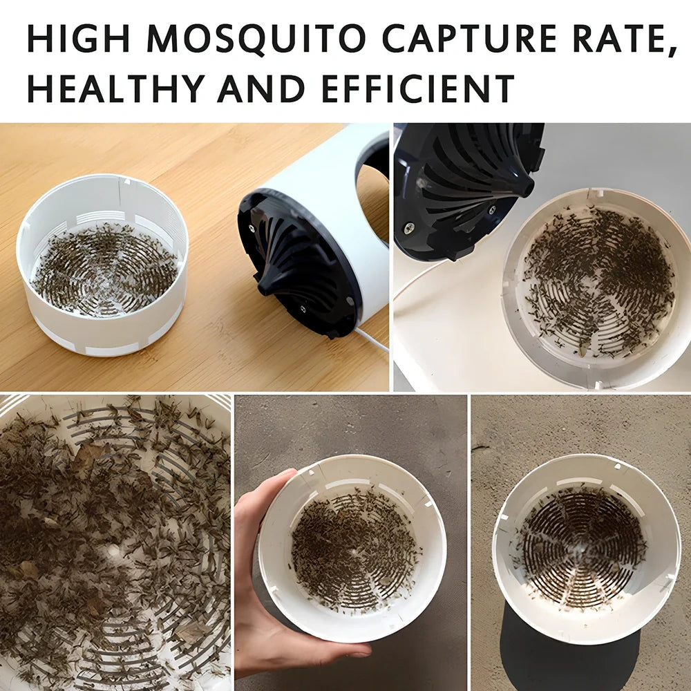 White USB photocatalytic mosquito trap size L 12x21.5cm with 360-degree UV light and detachable net for 51-100 square metre rooms