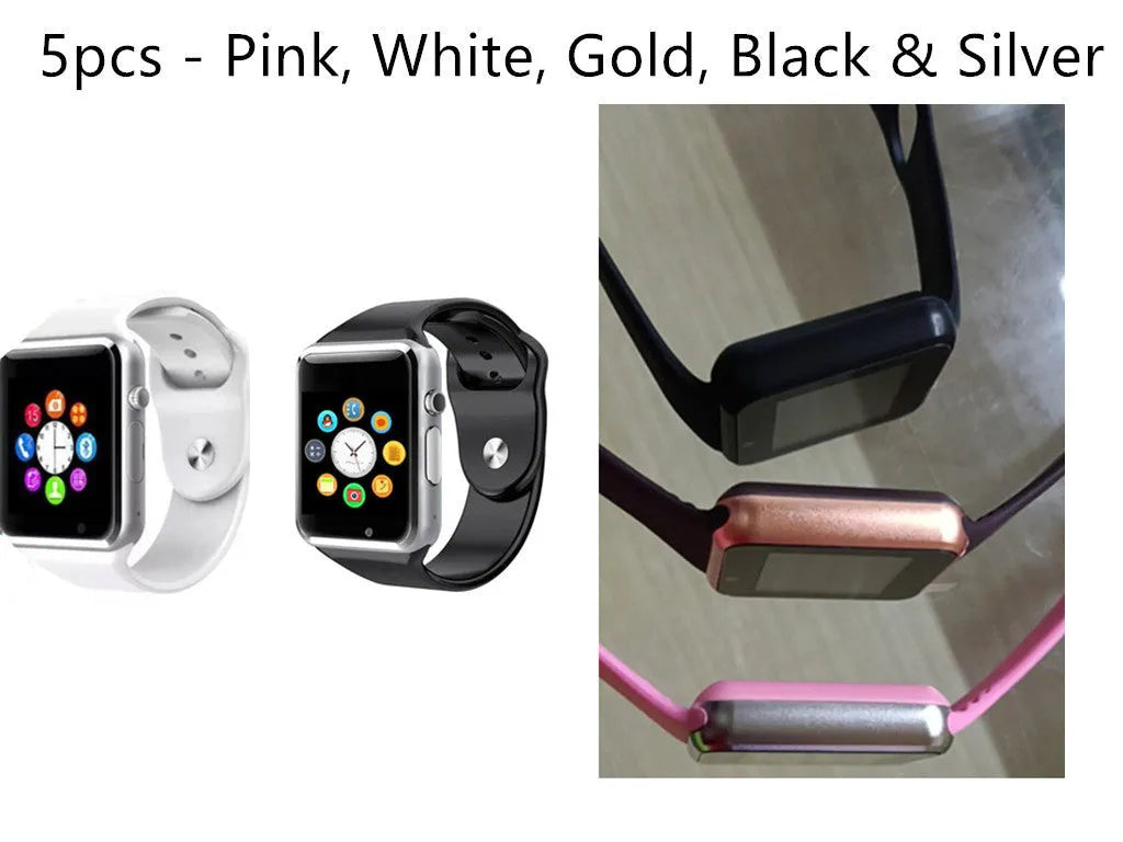 A1 Smart Watch with 1.54-inch screen on wrist showing black colour option with GSM SIM phone functionality