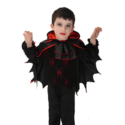 Halloween children's costume in black and red, sizes for 110-140cm height