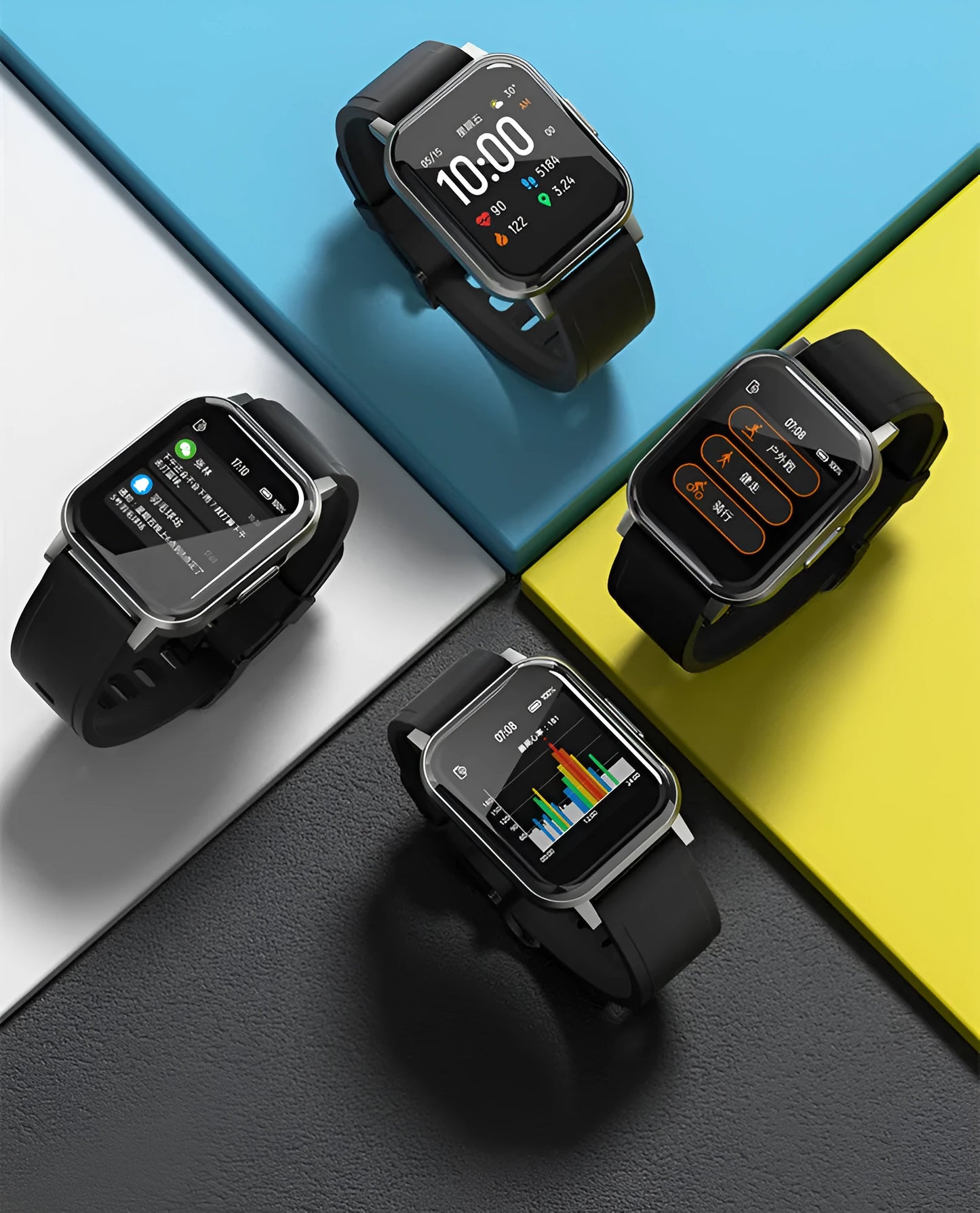 Black waterproof smart bracelet with 1.4-inch screen on a silicone wrist strap.