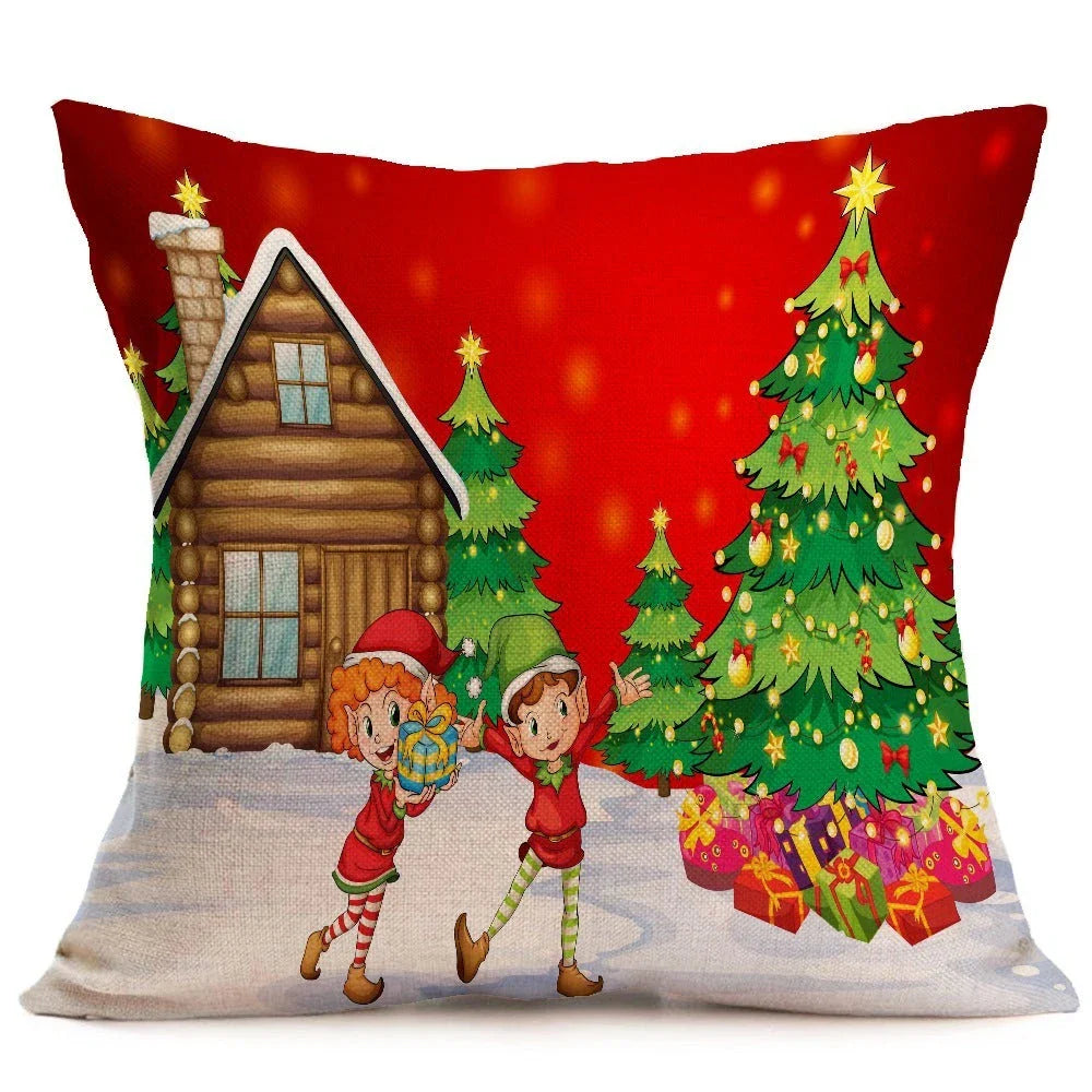 Cozy Christmas-themed pillow covers made of soft, durable PP cotton for use on sofas, beds, and in cars