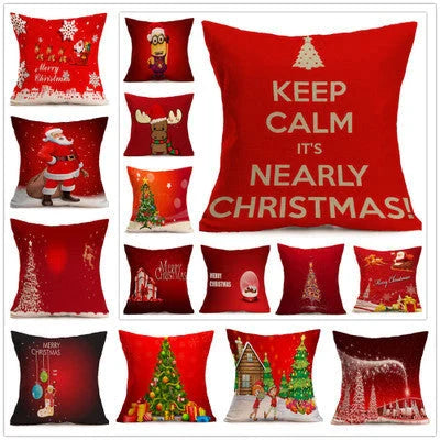 Cozy Christmas-themed pillow covers made of soft, durable PP cotton for use on sofas, beds, and in cars