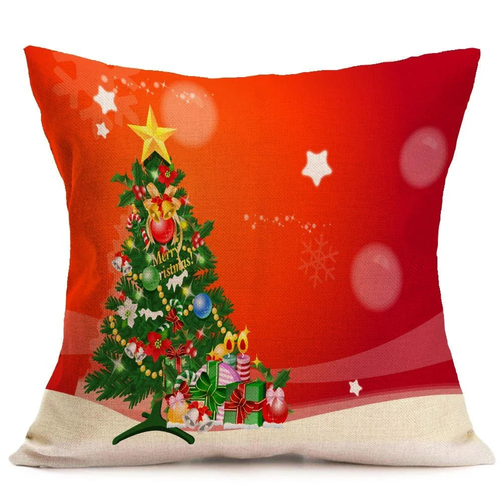 Cozy Christmas-themed pillow covers made of soft, durable PP cotton for use on sofas, beds, and in cars