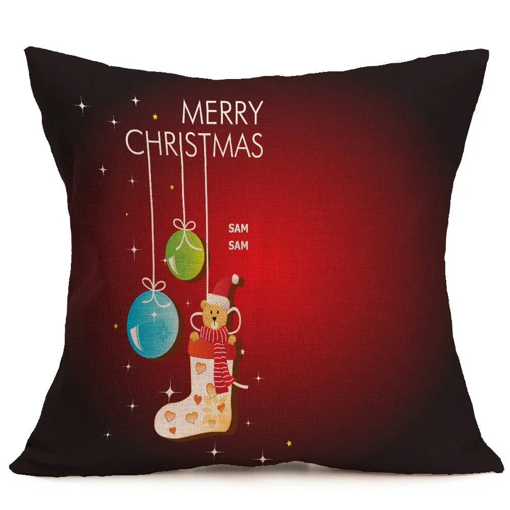 Cozy Christmas-themed pillow covers made of soft, durable PP cotton for use on sofas, beds, and in cars