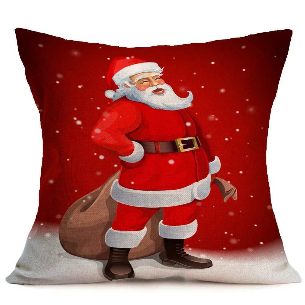 Cozy Christmas-themed pillow covers made of soft, durable PP cotton for use on sofas, beds, and in cars