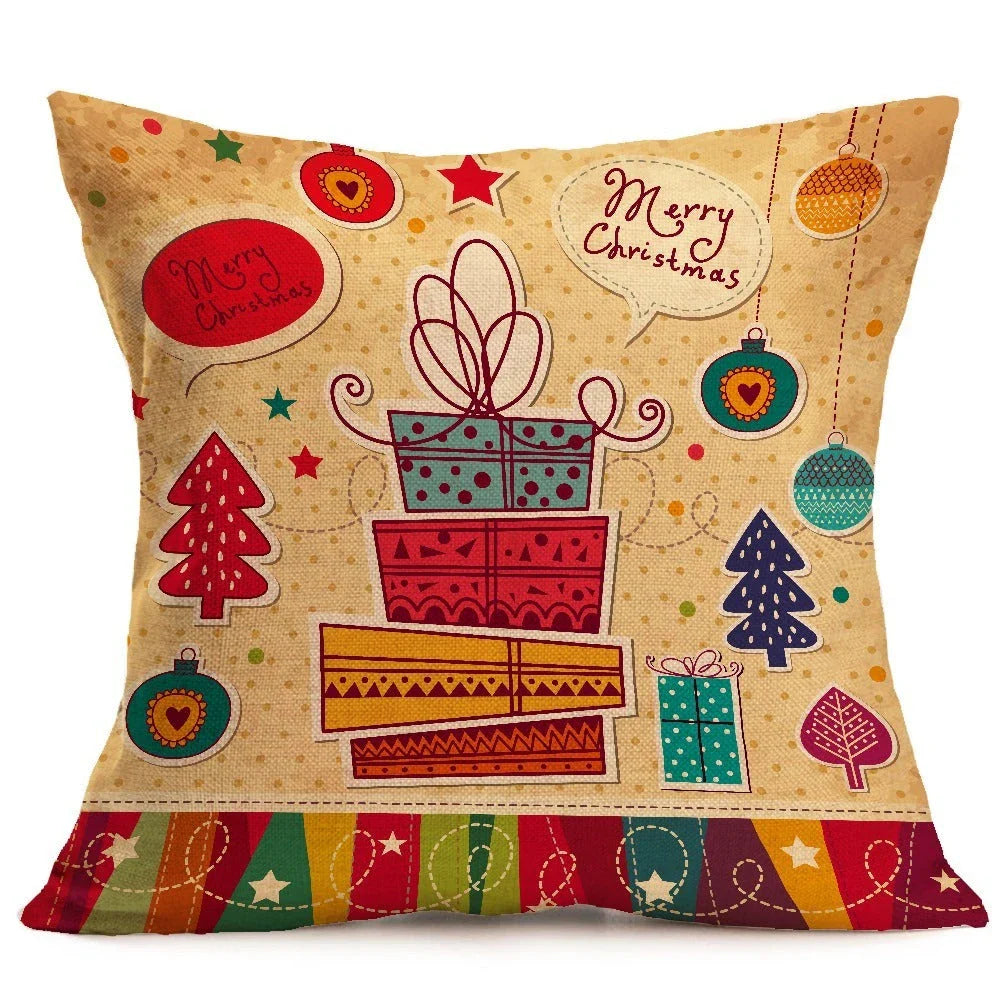 Cozy Christmas-themed pillow covers made of soft, durable PP cotton for use on sofas, beds, and in cars