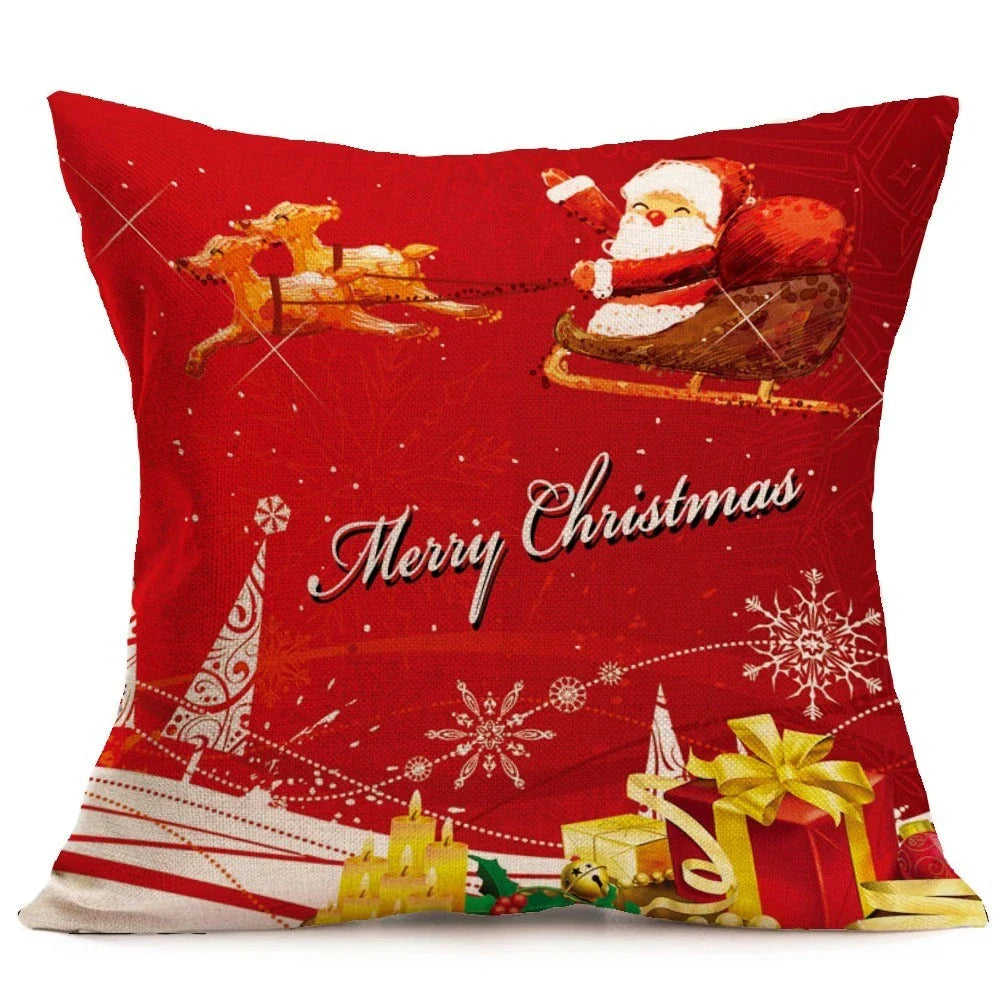 Cozy Christmas-themed pillow covers made of soft, durable PP cotton for use on sofas, beds, and in cars