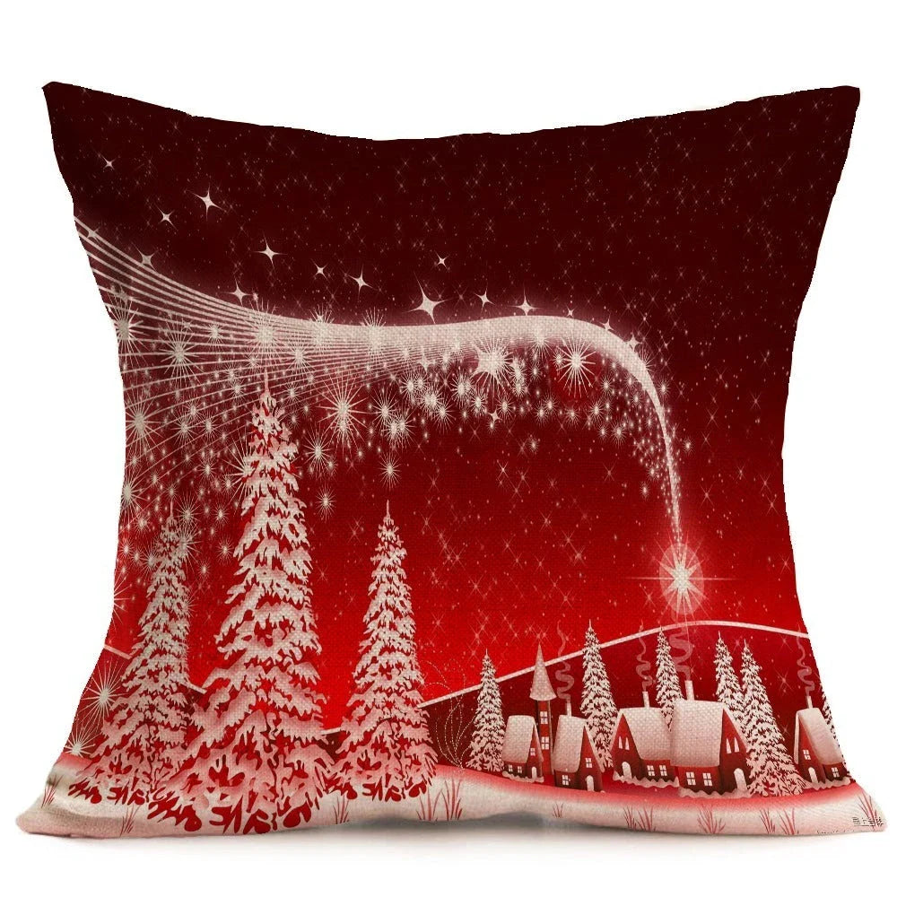 Cozy Christmas-themed pillow covers made of soft, durable PP cotton for use on sofas, beds, and in cars