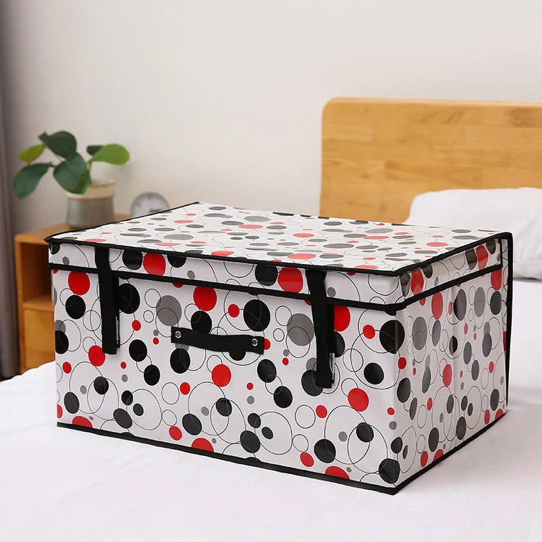 Fabric foldable storage box in light grey with dimensions 40×30×25cm showing folded and unfolded states