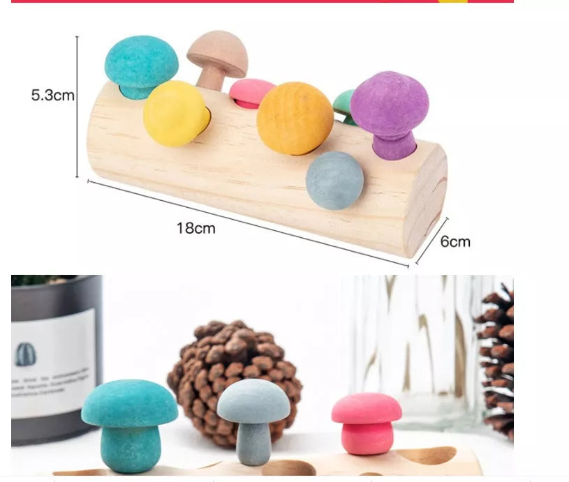 Fun Mushroom Picking wooden puzzle game for toddlers, educational toy