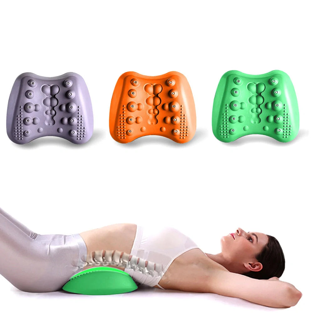 Butterfly-shaped lumbar support pillow with magnetic nodes for back pain relief