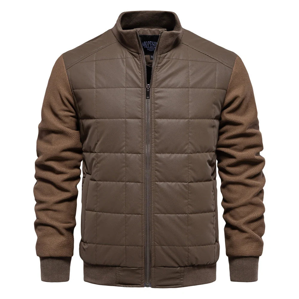 Men's stylish winter stand collar zipper jacket in various colors