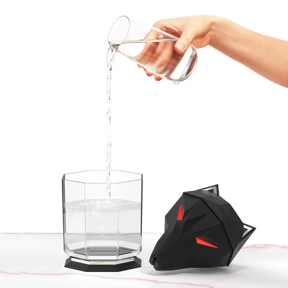 War Wolf black ultrasonic desktop humidifier with colour changing lights and water tank.