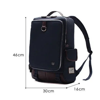 Modern large capacity Oxford cloth backpack in grey, showing front view with dimensions 30x16x46cm.