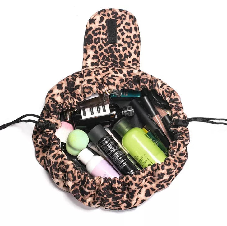 Animal Print Large Capacity Drawstring Cosmetic Storage Bag with waterproof oxford cloth