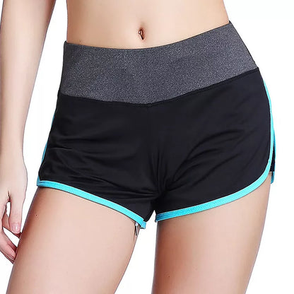 Women's two-piece sports shorts with built-in liner in various colors
