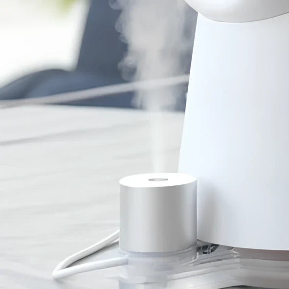 White desktop bladeless fan with humidification function, USB powered office cooler