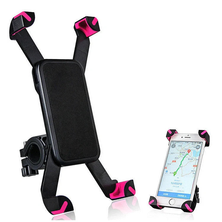 Black bicycle mobile phone holder with tough nylon support for secure phone placement