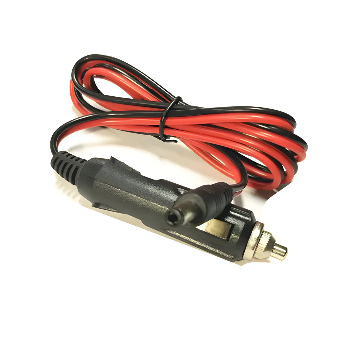 Black 12V car charging cable with cigarette lighter plug and DC5.5 connector for powering vehicle equipment