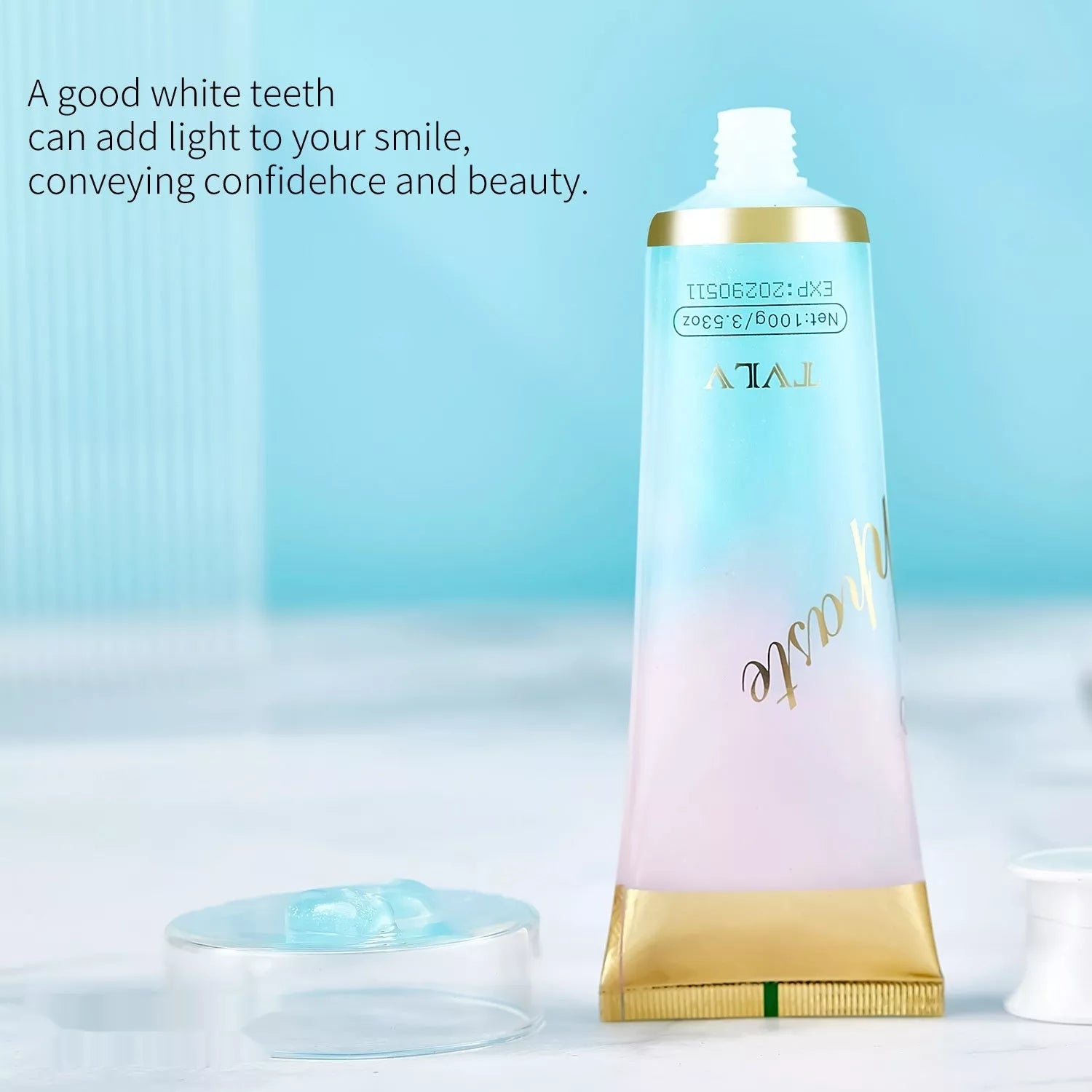 Colorful Pure White Toothpaste tube with 100g net content for stain removal and fresh breath