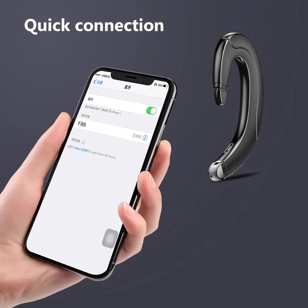Single ear Bluetooth earphone for driving in black, blue, or red colour.