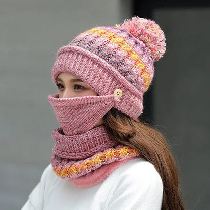 Cozy and stylish Korean-style knitted winter hat in a variety of colors, featuring a satin weave and striped pattern design