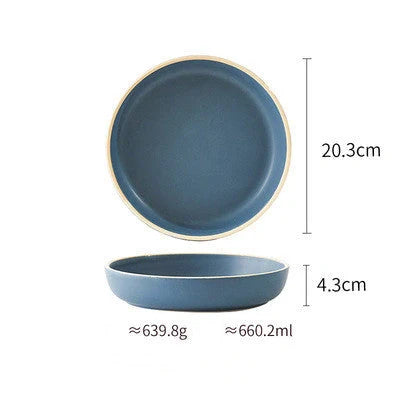 Pure Color Matte Ceramic Plate Set in pink, grey, white, and blue