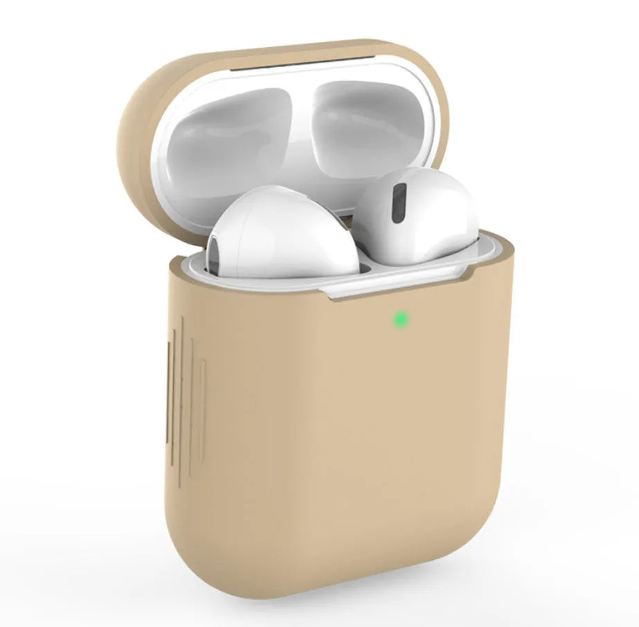 Silicone protective cover for AirPods 2 in various colours showing dimensions 56mm × 47mm × 24mm