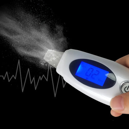 Star silver ultrasonic beauty instrument with adjustable vibration, plug charging, and fixed brush head