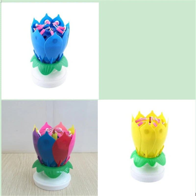 Musical Lotus Candles in various colors with a unique lotus design and music feature