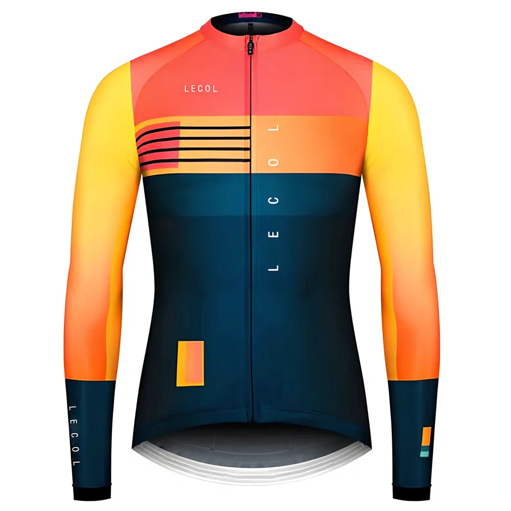 Autumn full sleeve cycling jersey for men with moisture-wicking fabric and ergonomic cycling cut